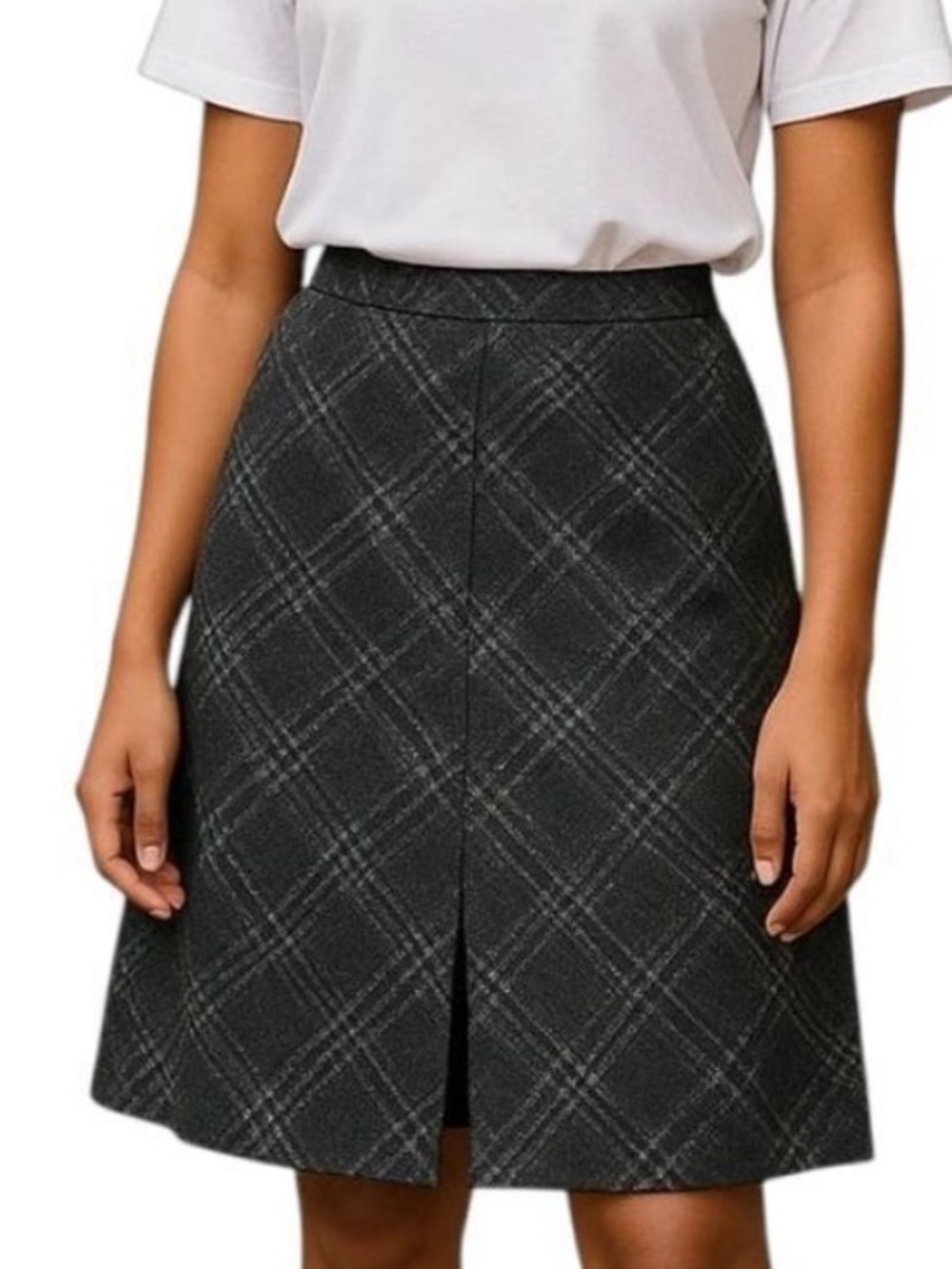NWOT Akris Punto wool blend textured skirt with split pleat front 14